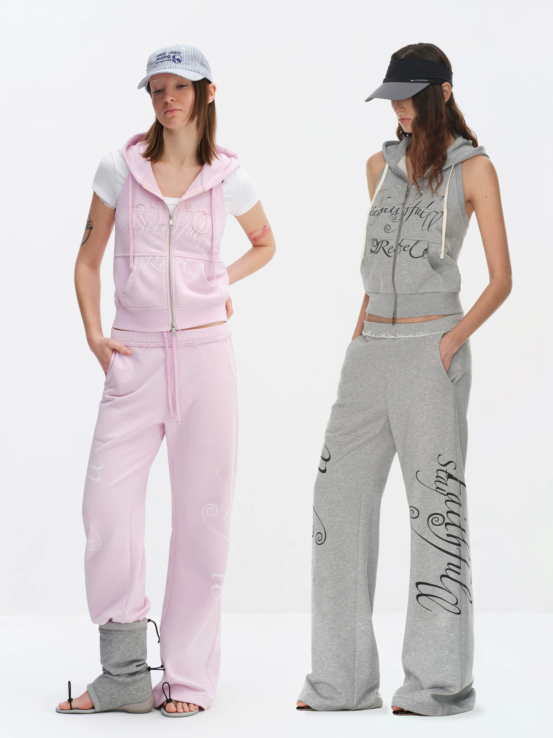 Rebel Script Print Relaxed Flared Sweatpants