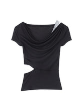 Slanted Shoulder Strap Short-Sleeve T-shirt - CHINASQUAD