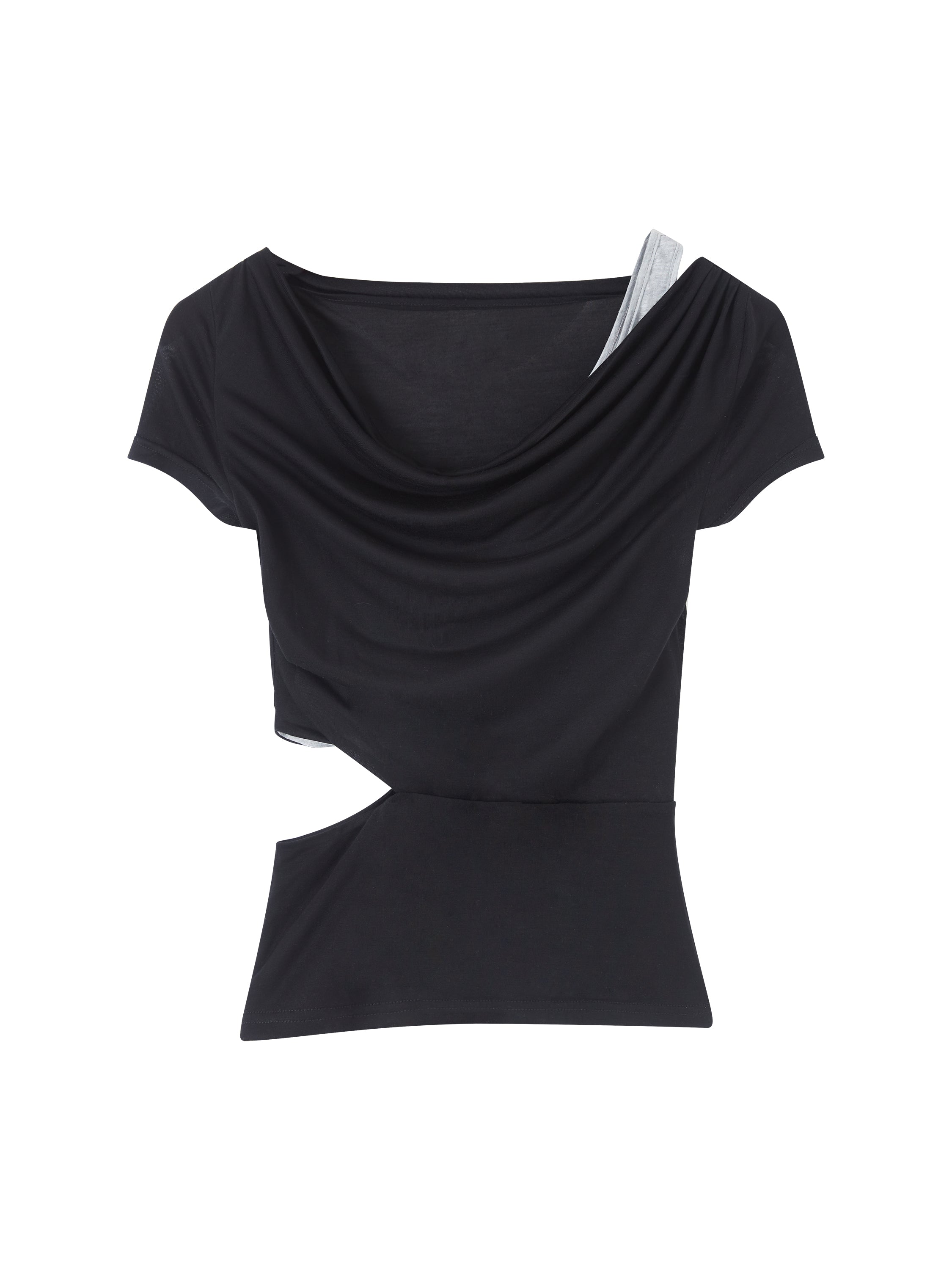 Slanted Shoulder Strap Short-Sleeve T-shirt - CHINASQUAD