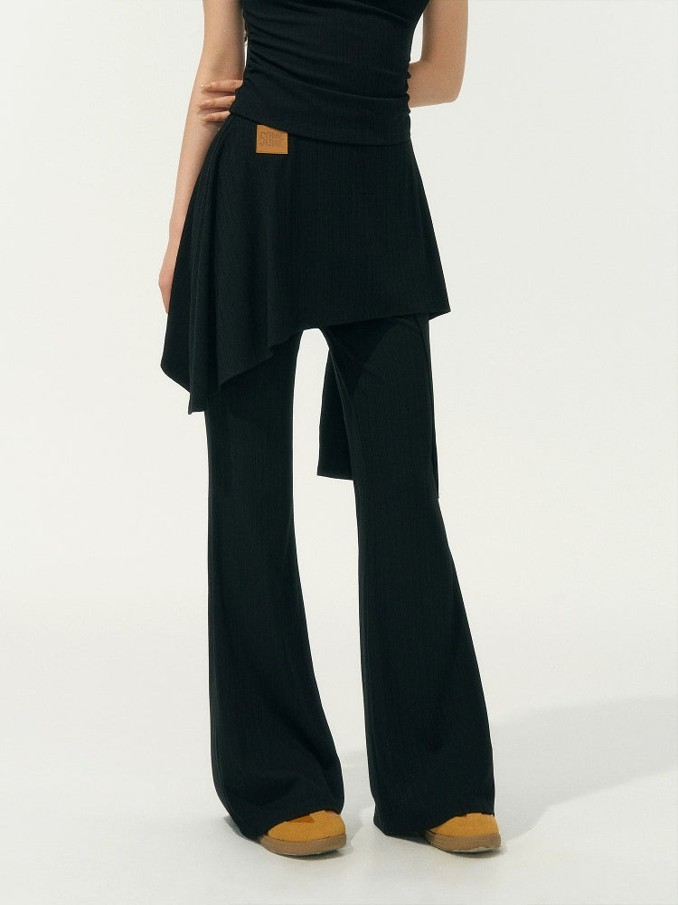 One Shoulder Irregular Slanted Pleat T-shirt & Pants Set - CHINASQUAD