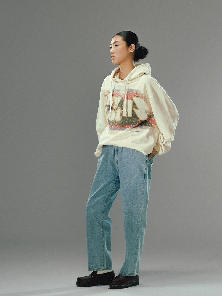 Beige Printed Hoodie - CHINASQUAD