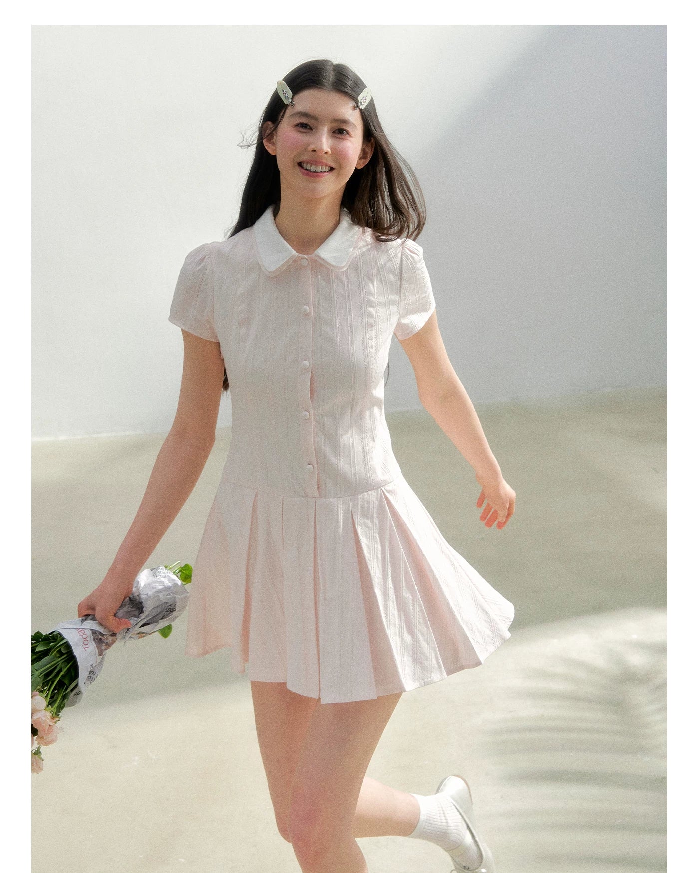 Preppy Vintage Short Sleeve Shirt Dress