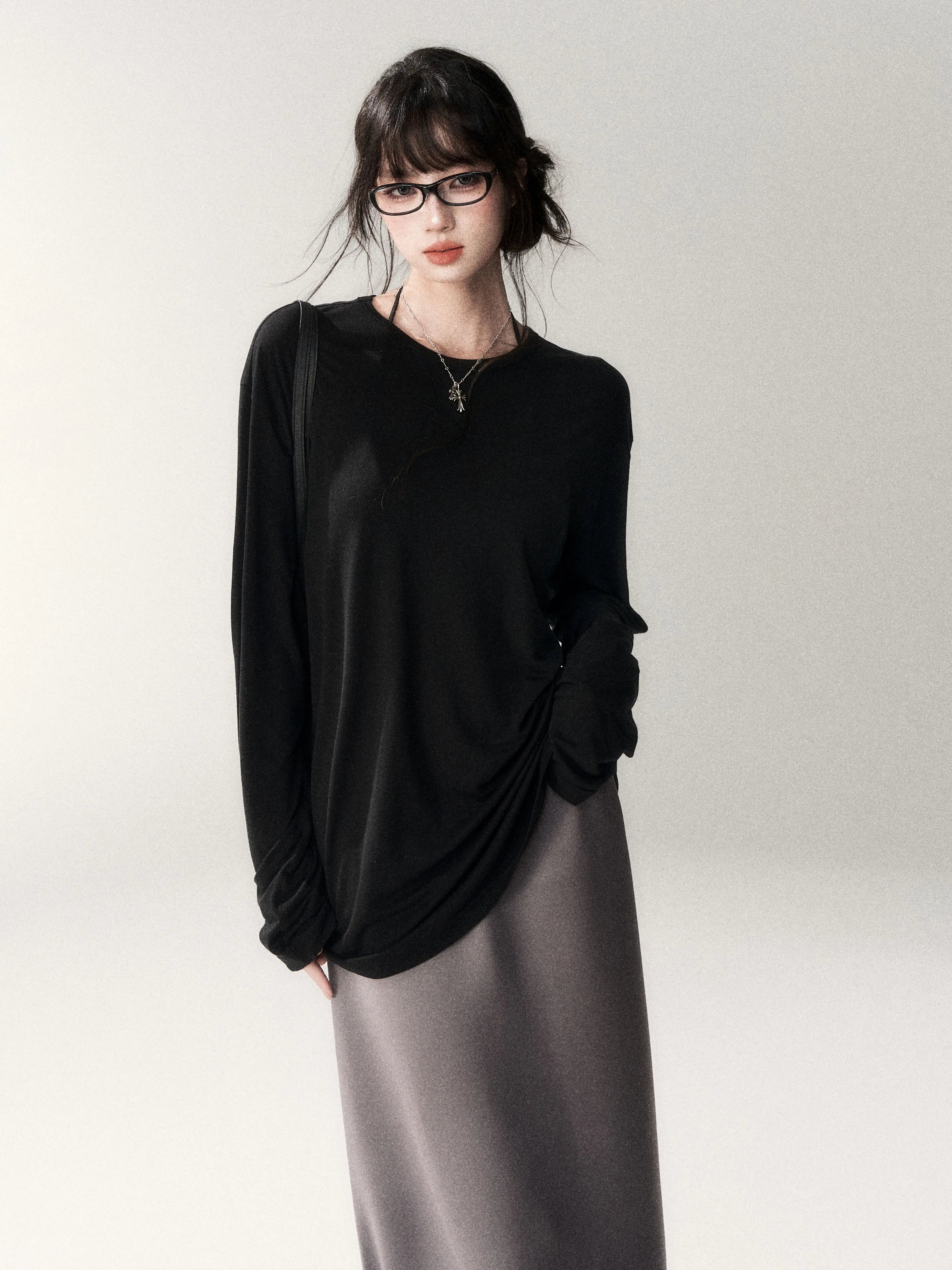 Luxe Lyocell Linen Relaxed Long Sleeve Tee