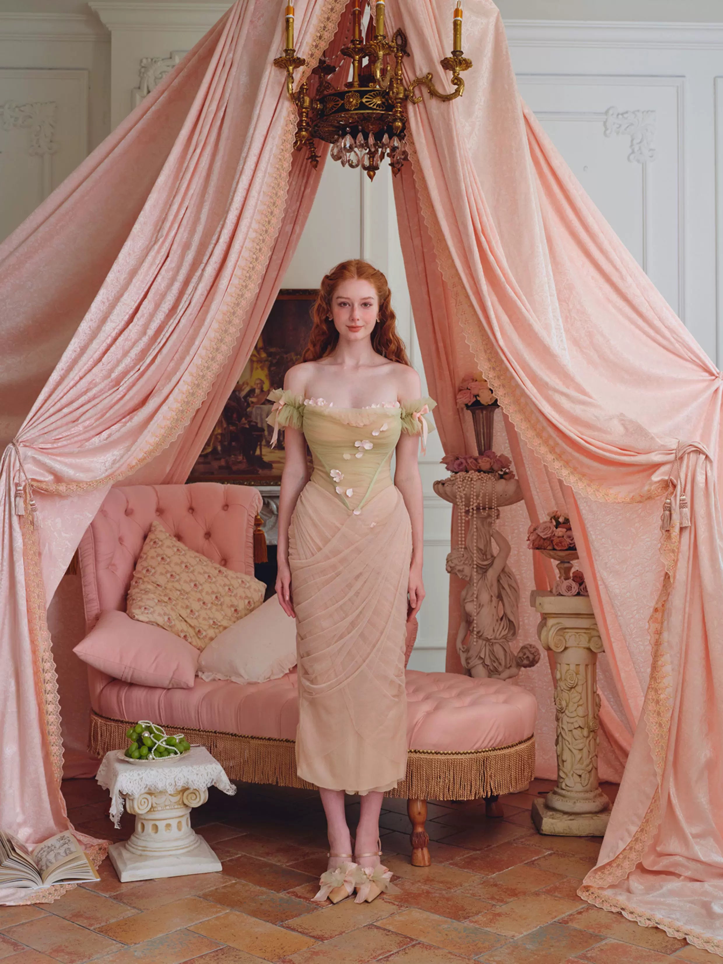 French Gentle Corset Strapless Gown Dress