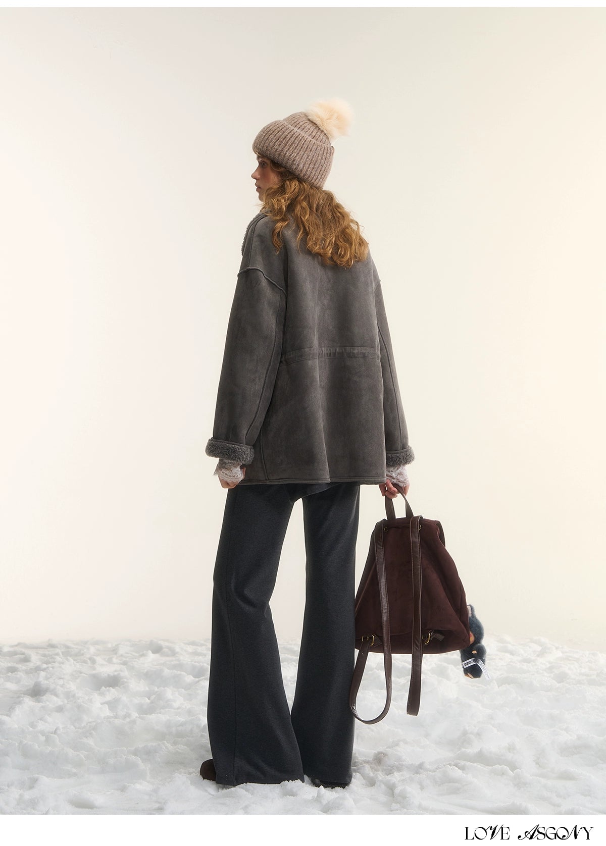 Asgony Asymmetric Layered Flare Knit Pants