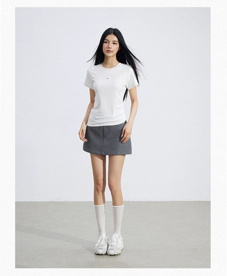 Asymmetric Layered Slim-Fit Short Sleeve T-Shirt