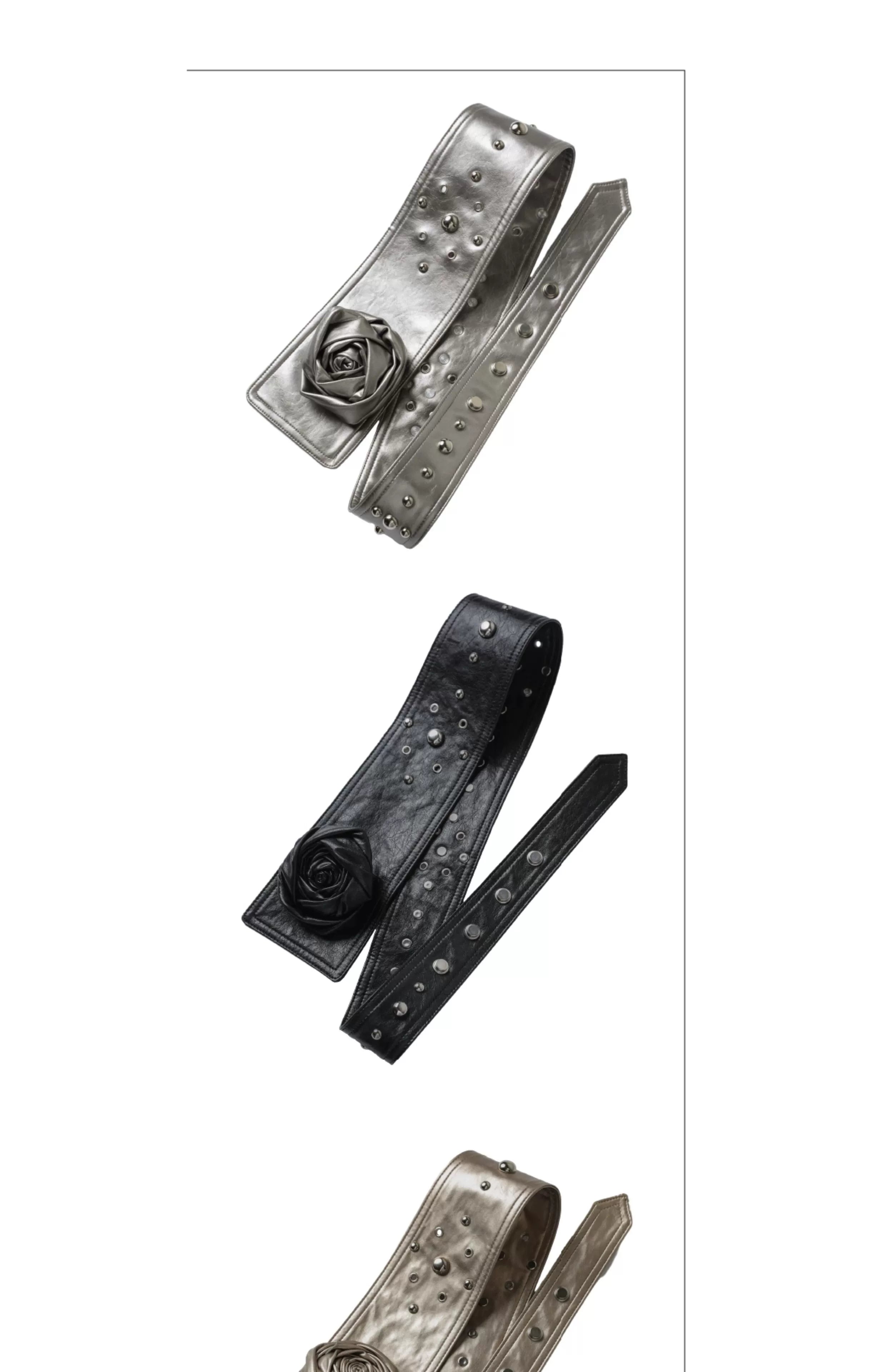 Vintage Rose Studded Wide Belt - CHINASQUAD