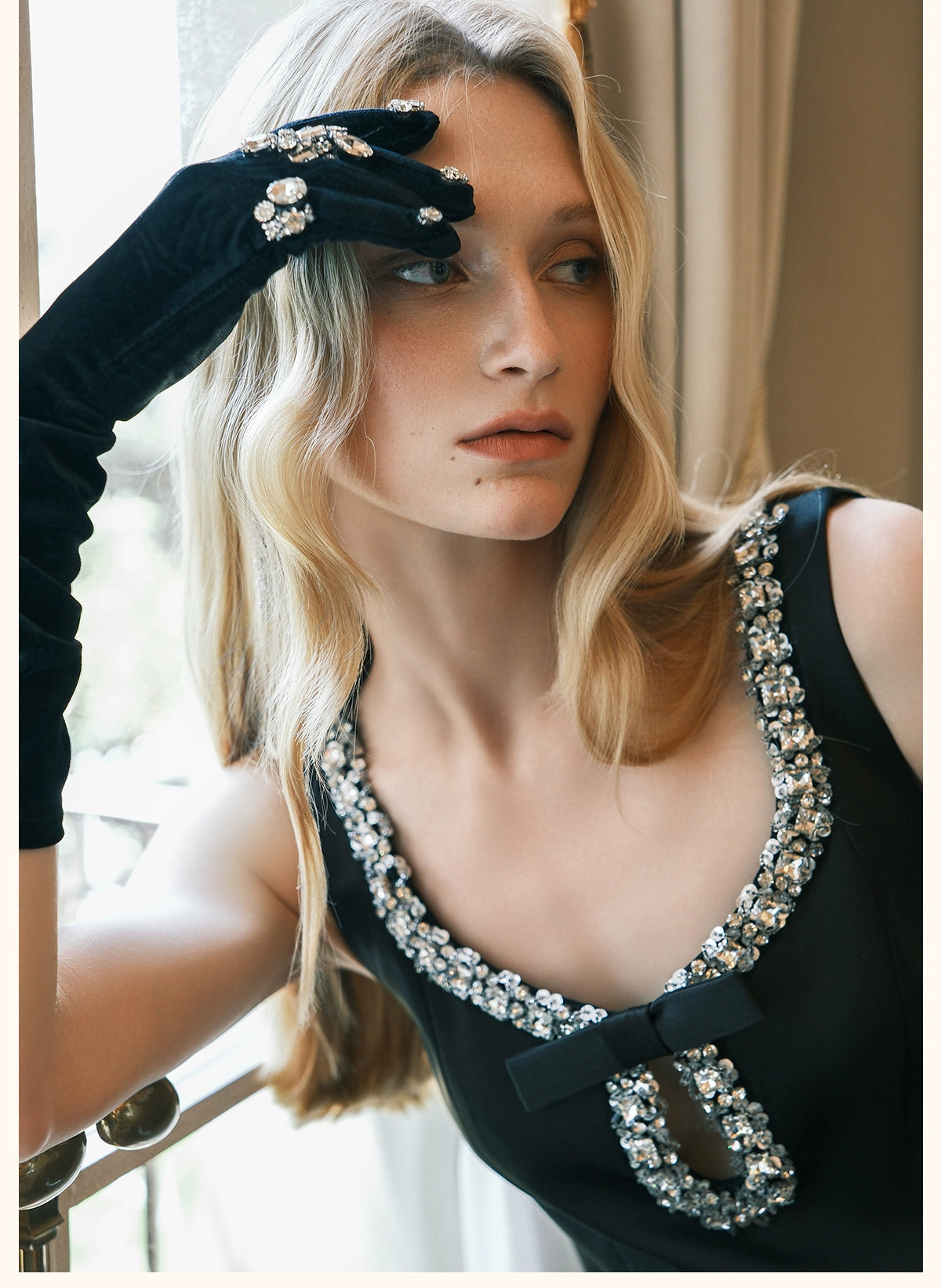 Sable Satin Straight-Cut Faux Fur Dress - CHINASQUAD