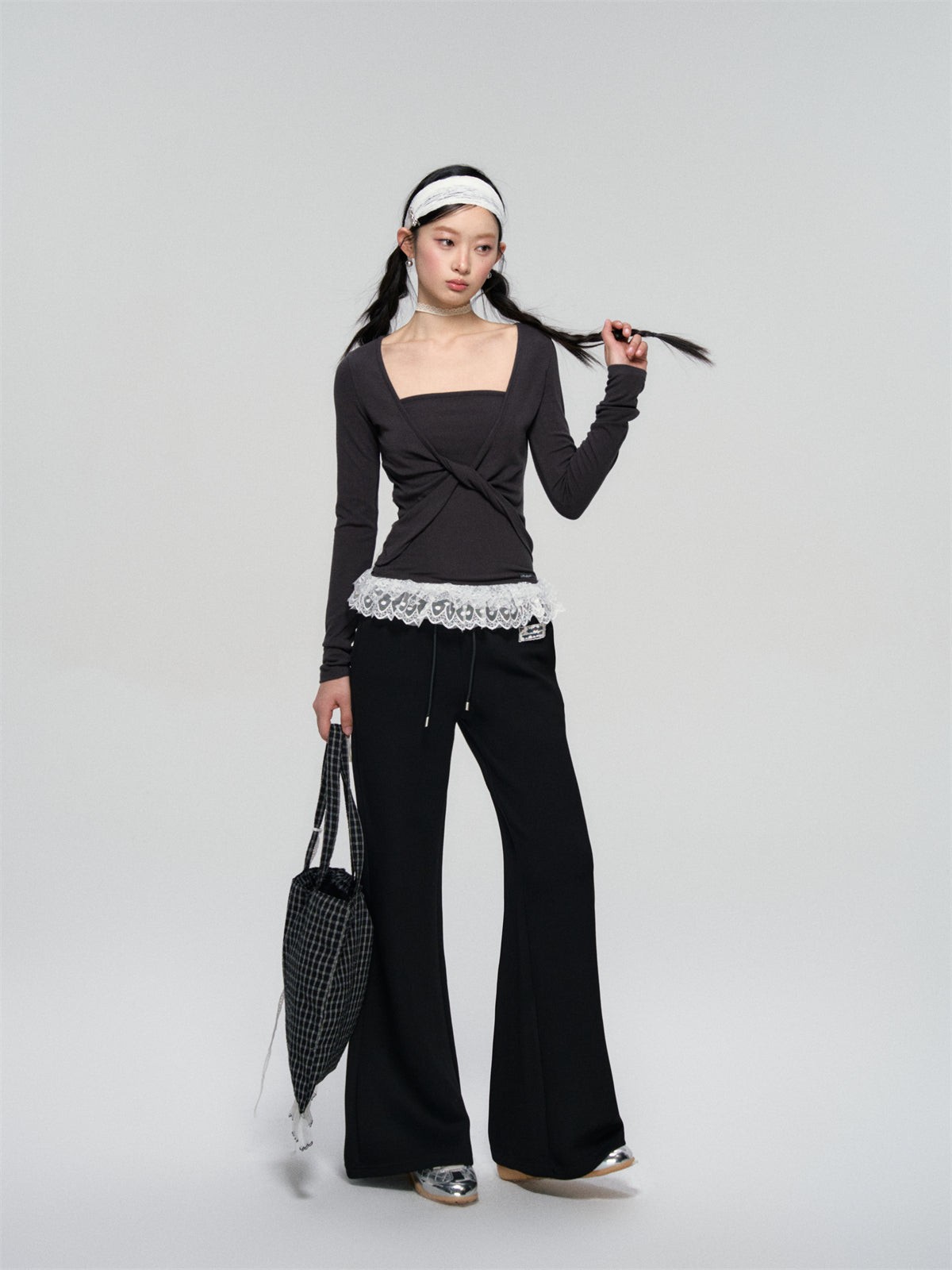 Lace Hem Twist Blouse - CHINASQUAD