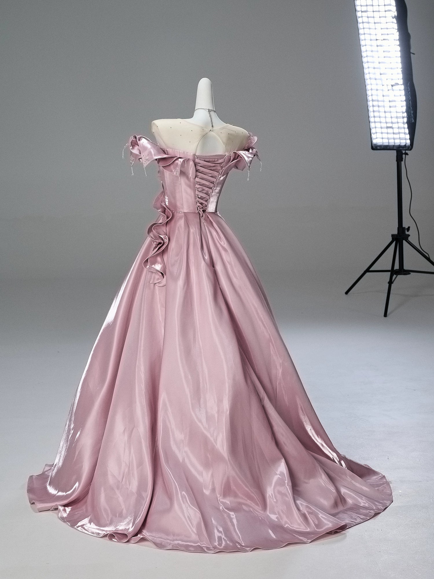 Peachcore Satin Bloom Couture Gown