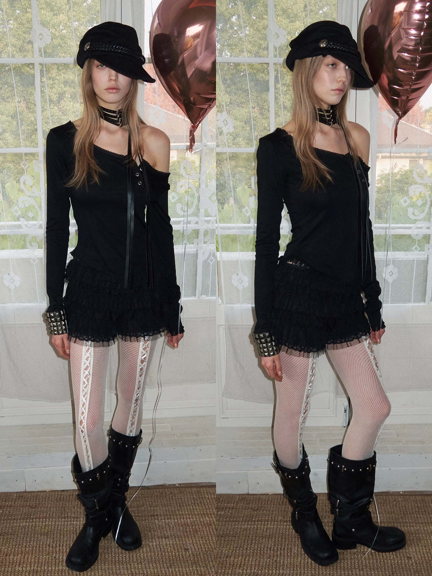 Asymmetric Henley Lace Trim Long Sleeve Top