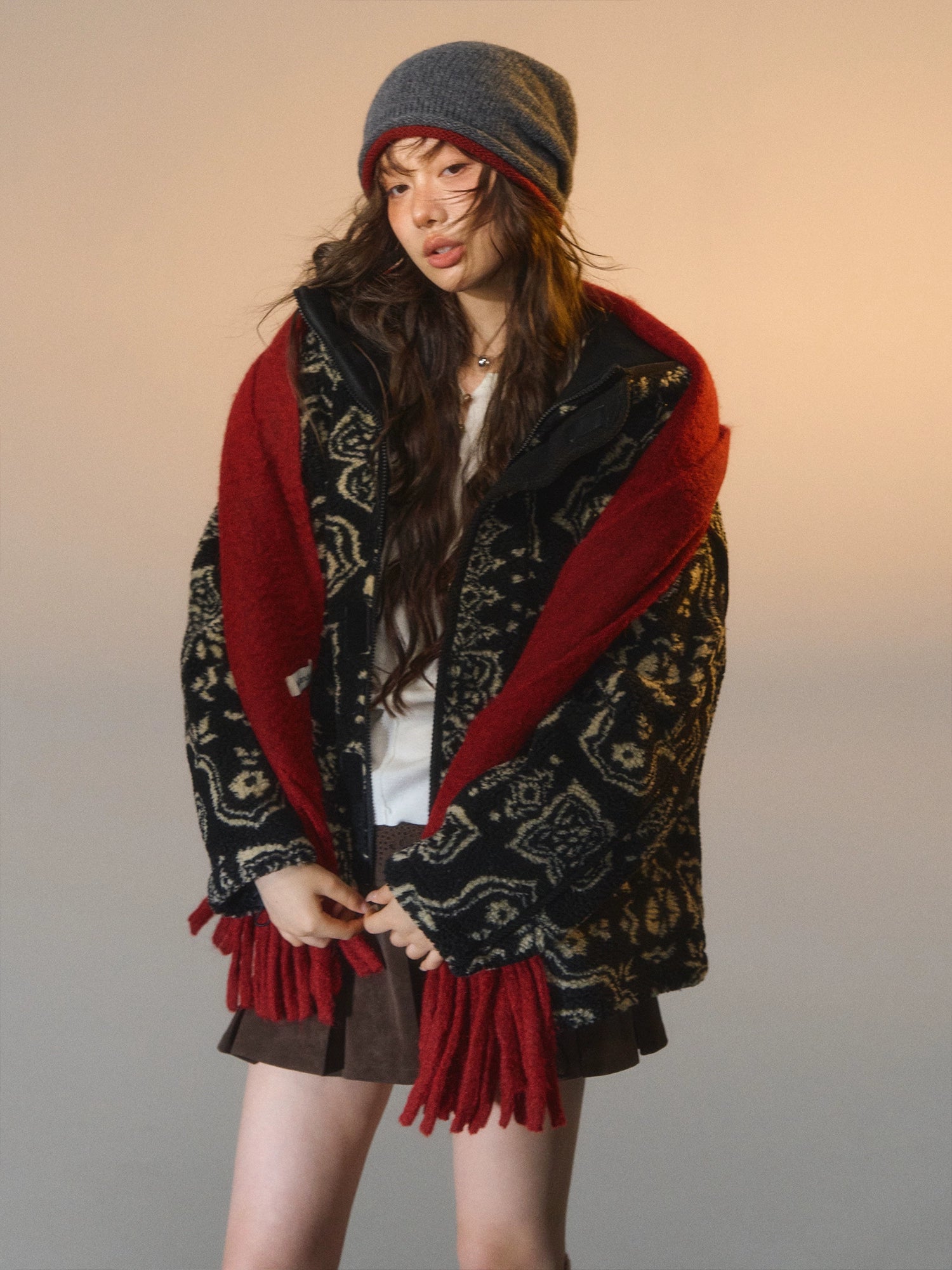 Jacquard Fleece Hooded Casual Jacket - CHINASQUAD