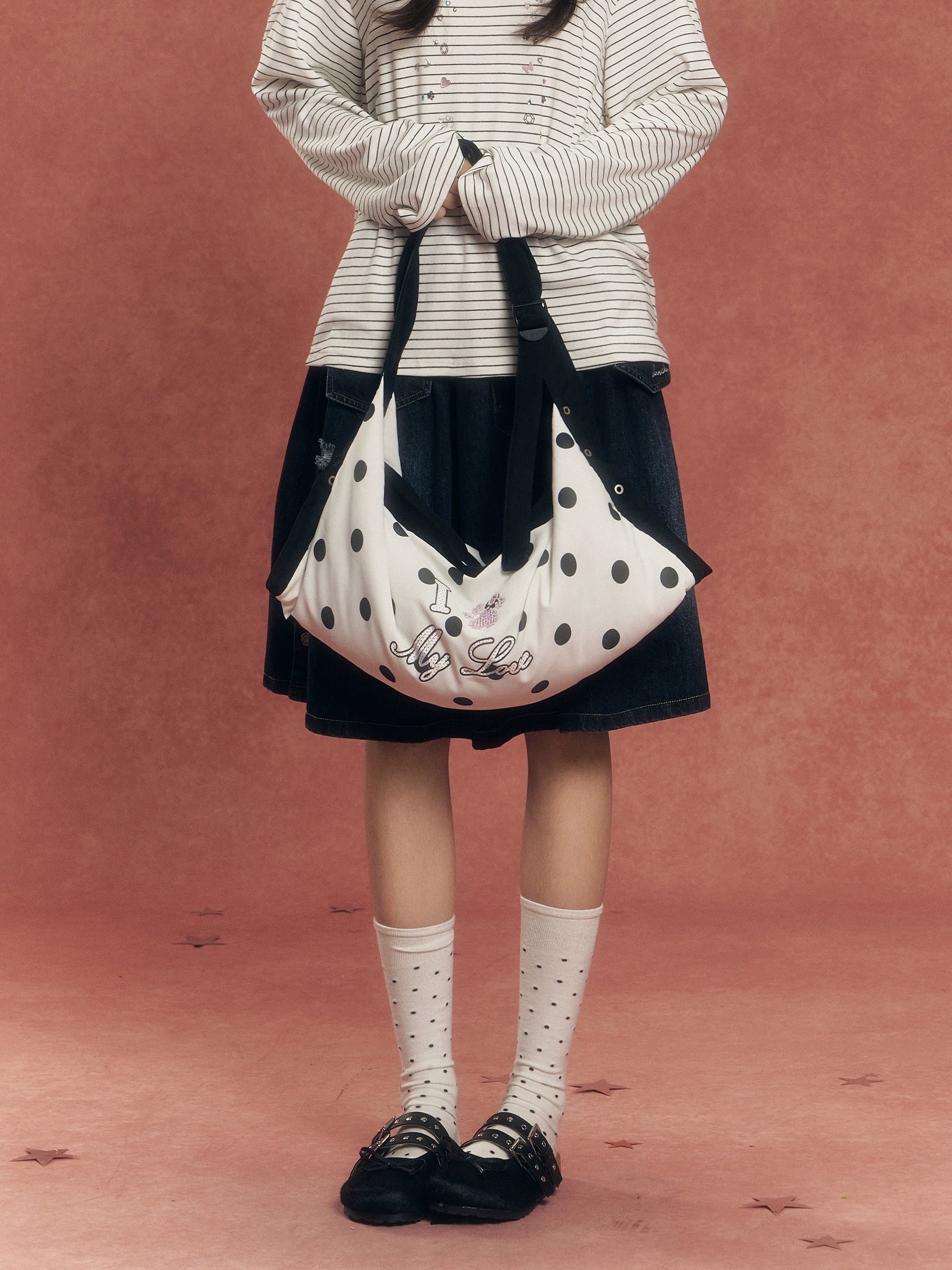 Crystal-Embellished Plaid Pillow Bag