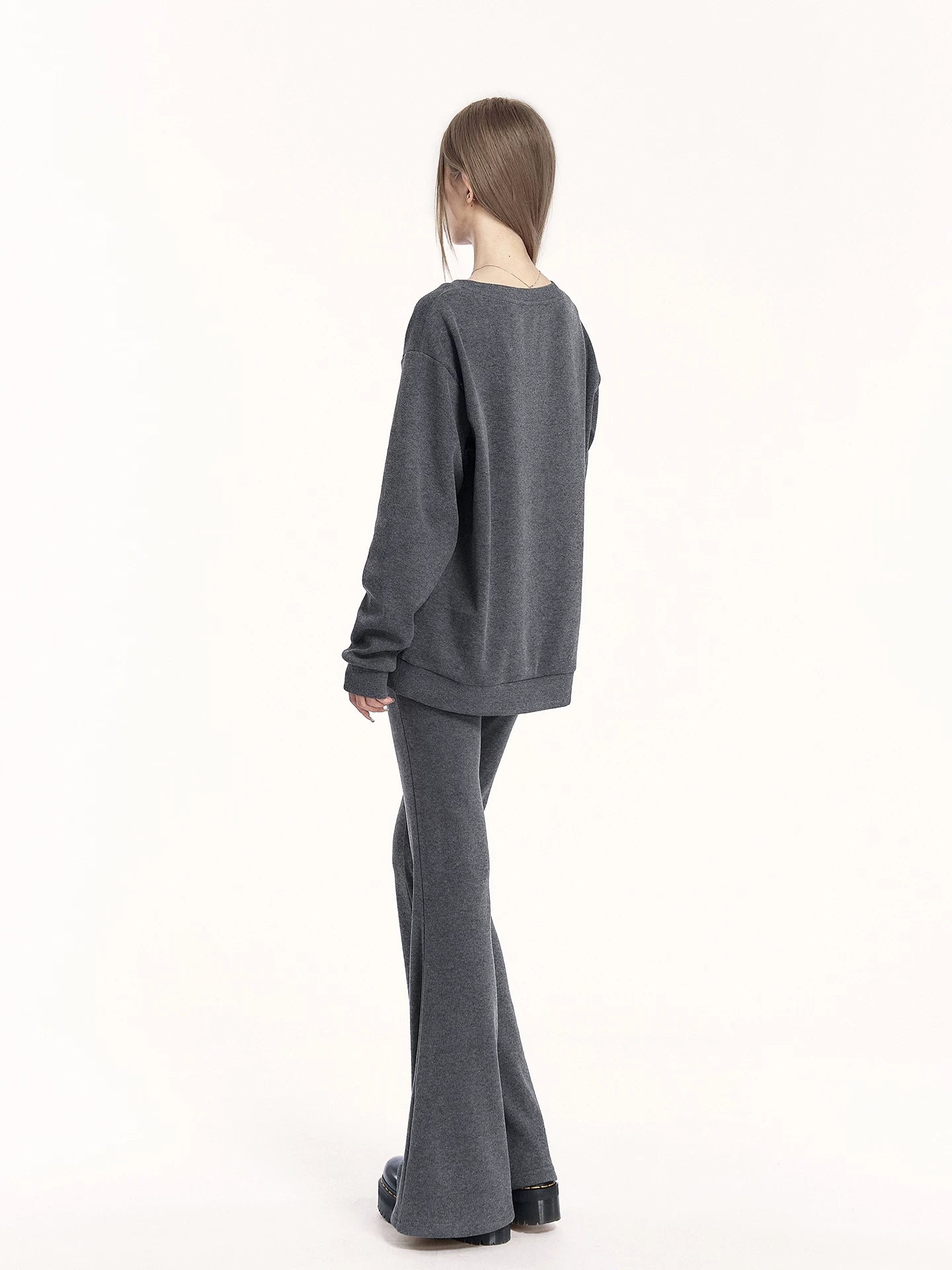 V-Neck Sweatshirt & Flared Pants Set