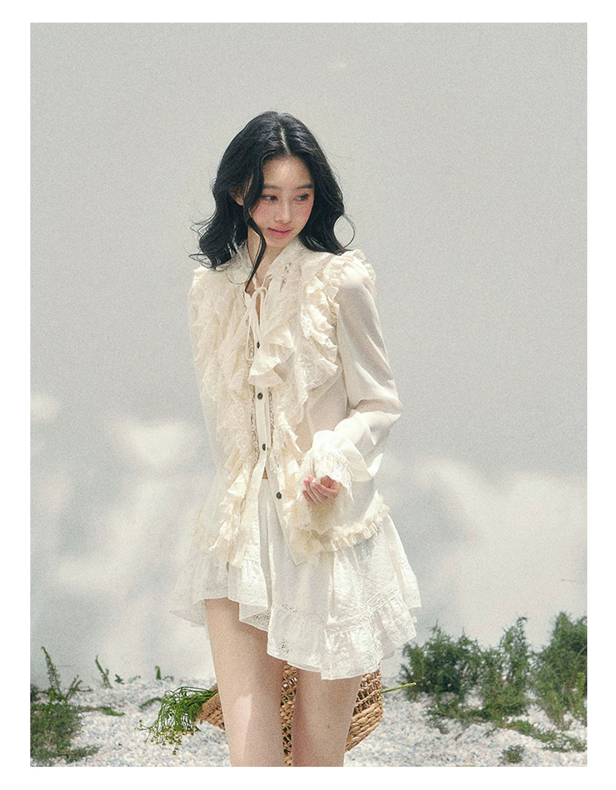 Moonlit Ripple Lace Mini Skirt