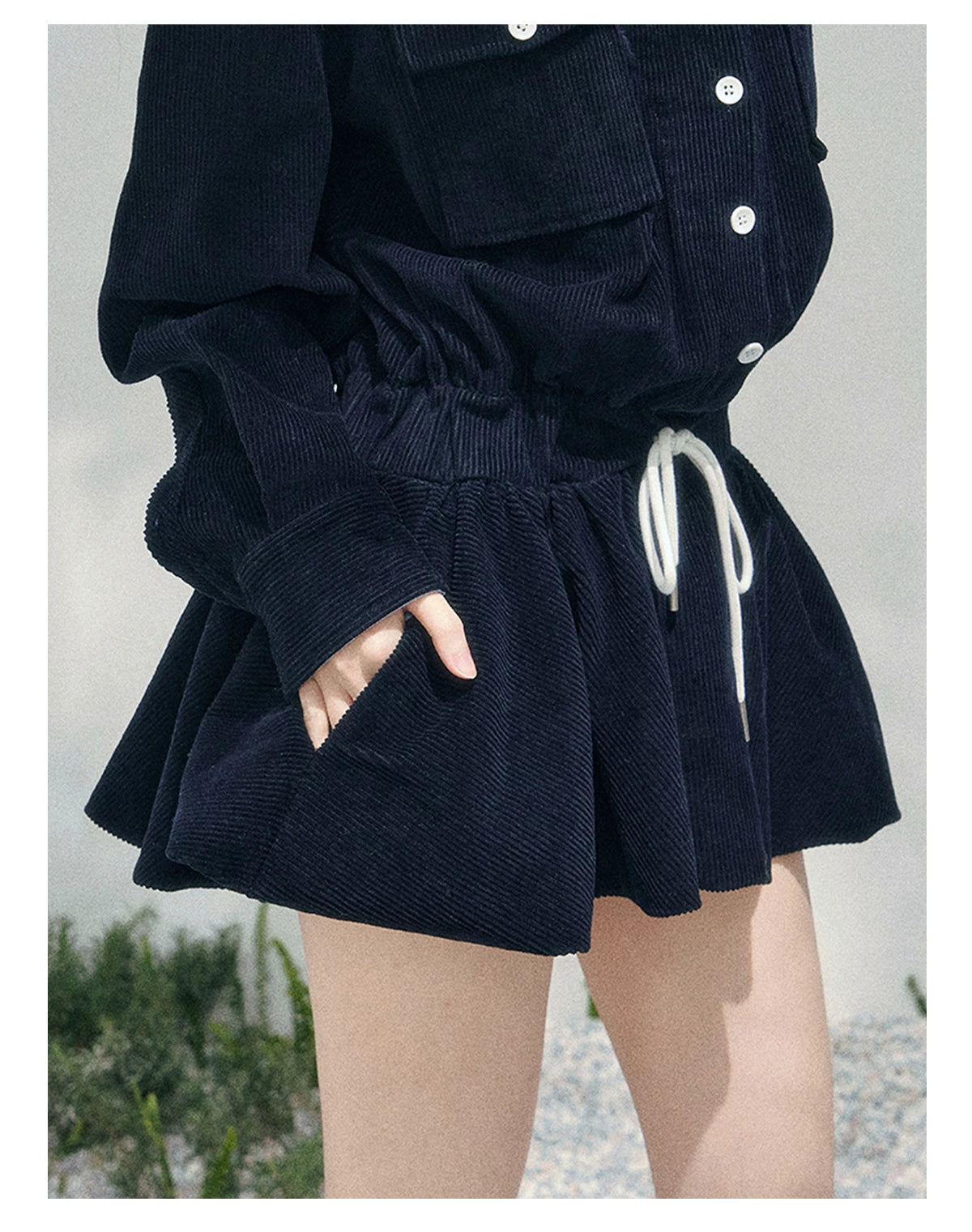 Corduroy Academy Faux Two-Piece Dress