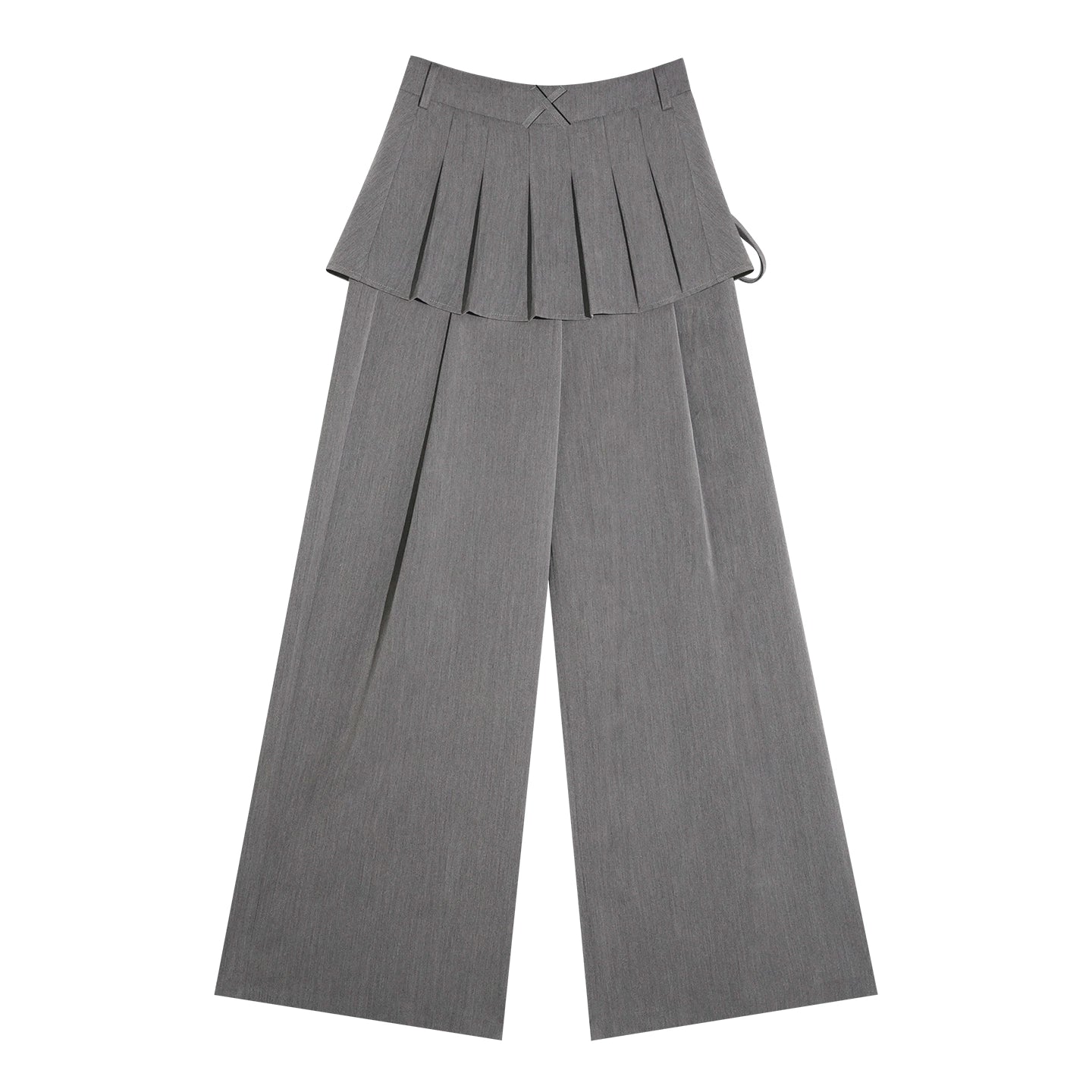 Pleated Overlay Wide-Leg Relaxed Trousers