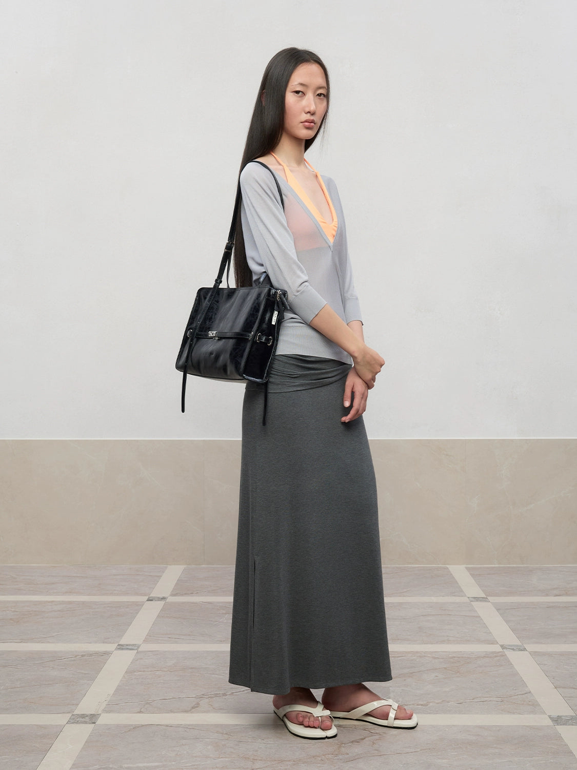 Deep V-Neck Bat-Sleeve Knit Cover-Up