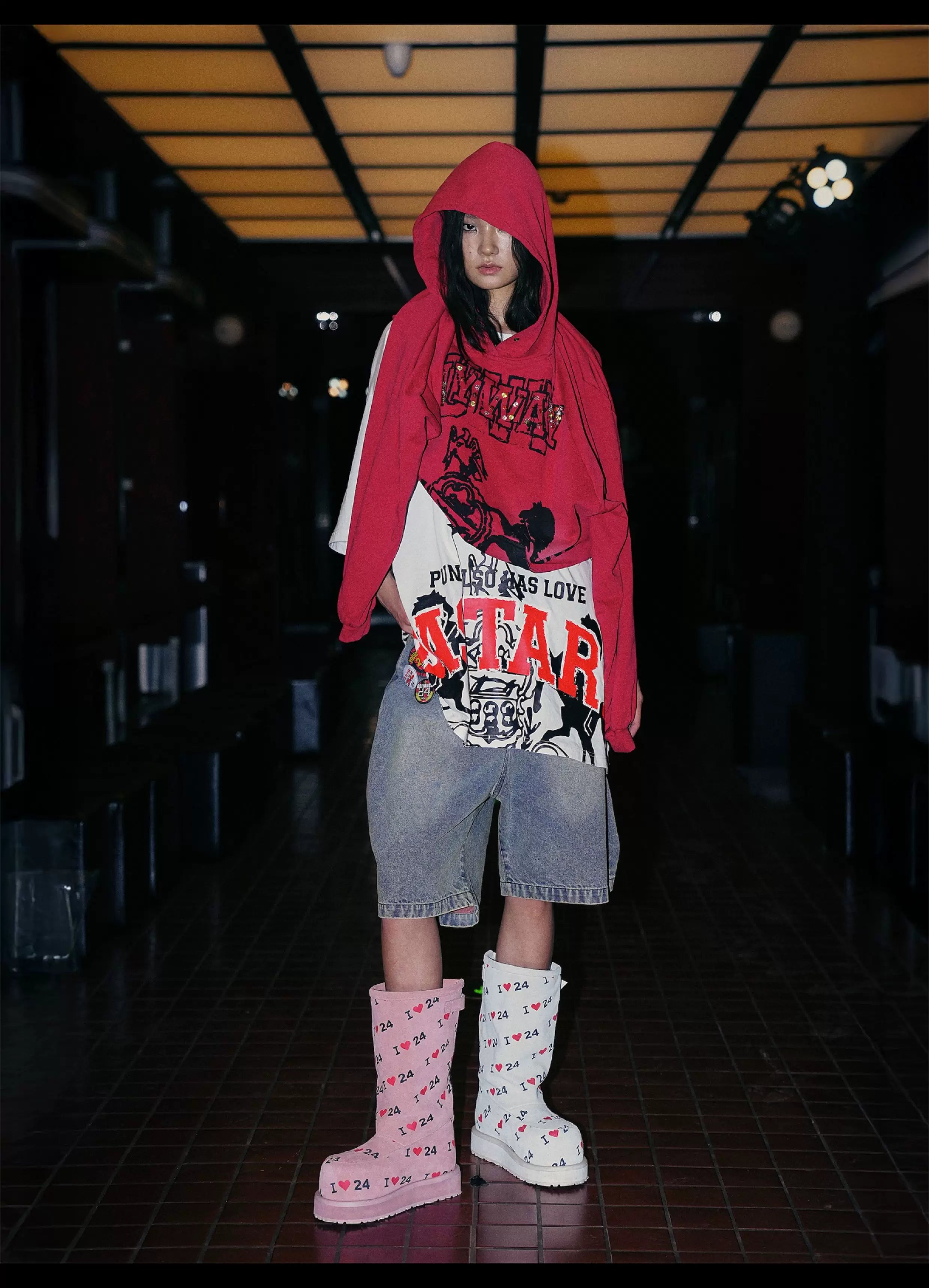 Letter Print Suede Snow Boots