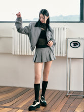 Silhouette Flight Jacket with Plaid Skirt Set - CHINASQUAD