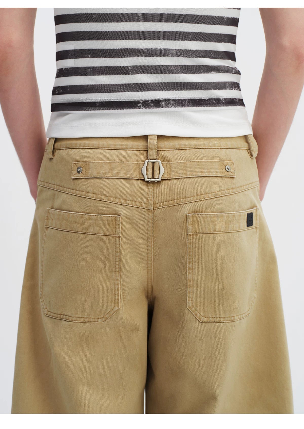 Utility Pocket Curved Wide-Leg Trousers