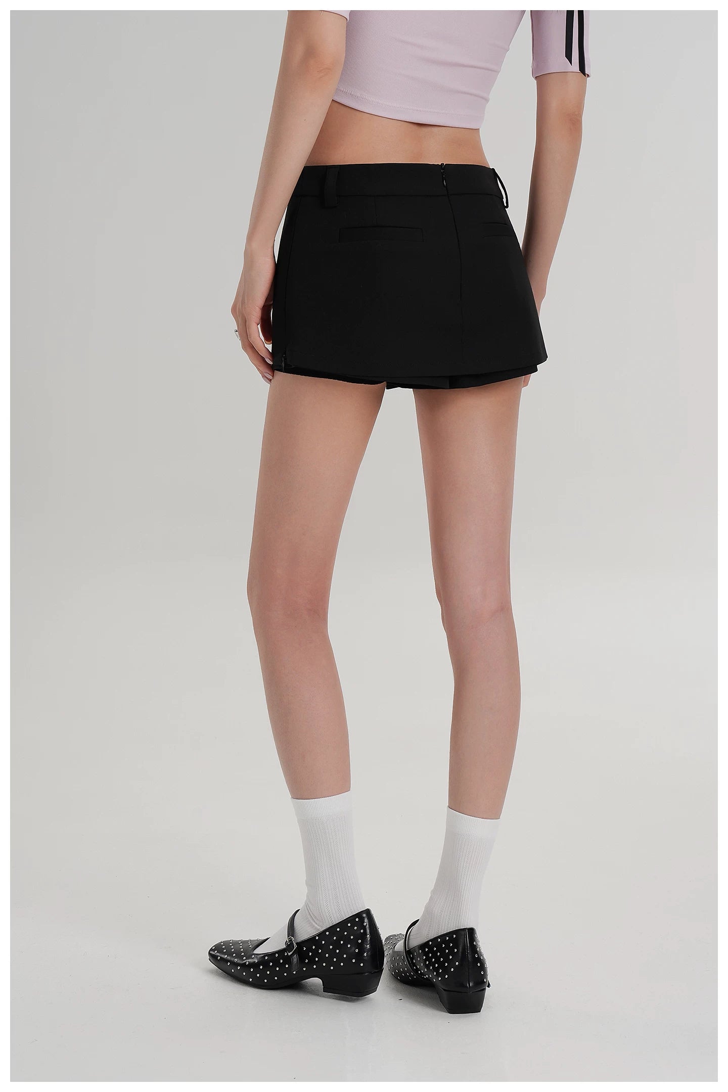 Minimalist Side-Zip Skort Mini Skirt