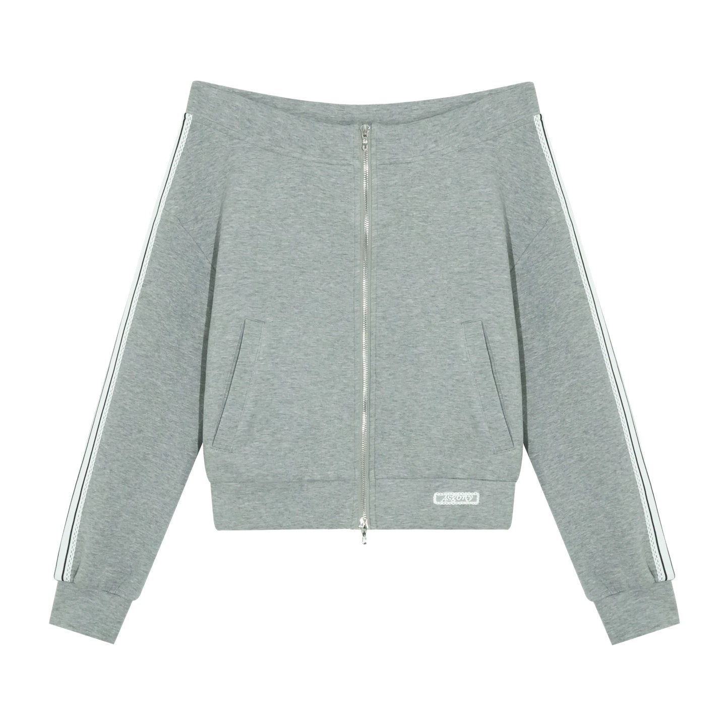 Off-Shoulder Zip-up Sweatshirt & Pants Set - CHINASQUAD