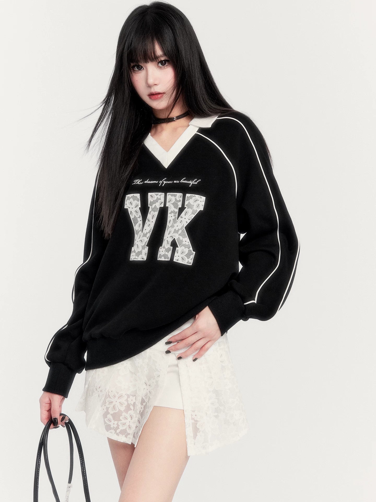 Retro Fleece-Lined Oversized Sweatshirt