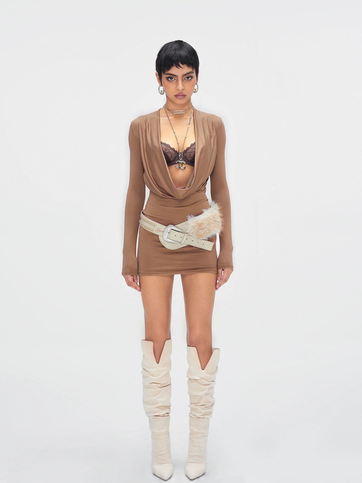 Contour-Fit Long-Sleeve Bodycon Dress