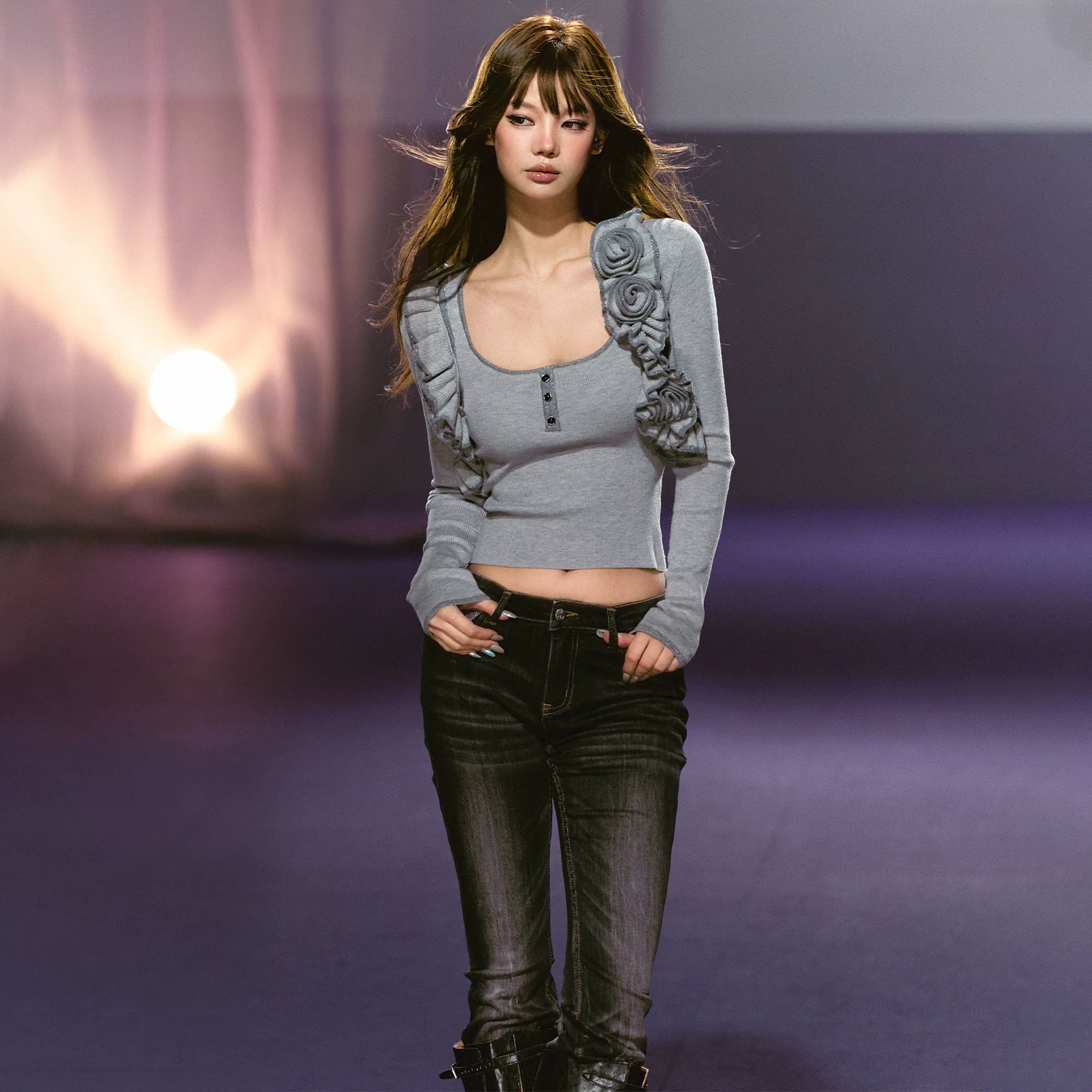 Color-block Rose Cardigan & Racerback Vest Set