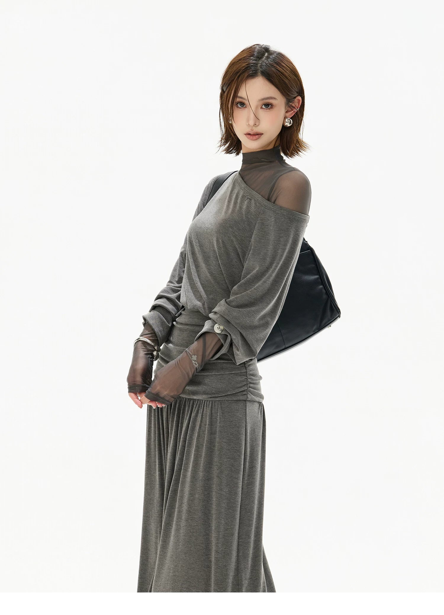 Two-Piece Off-Shoulder Knit Maxi Dress