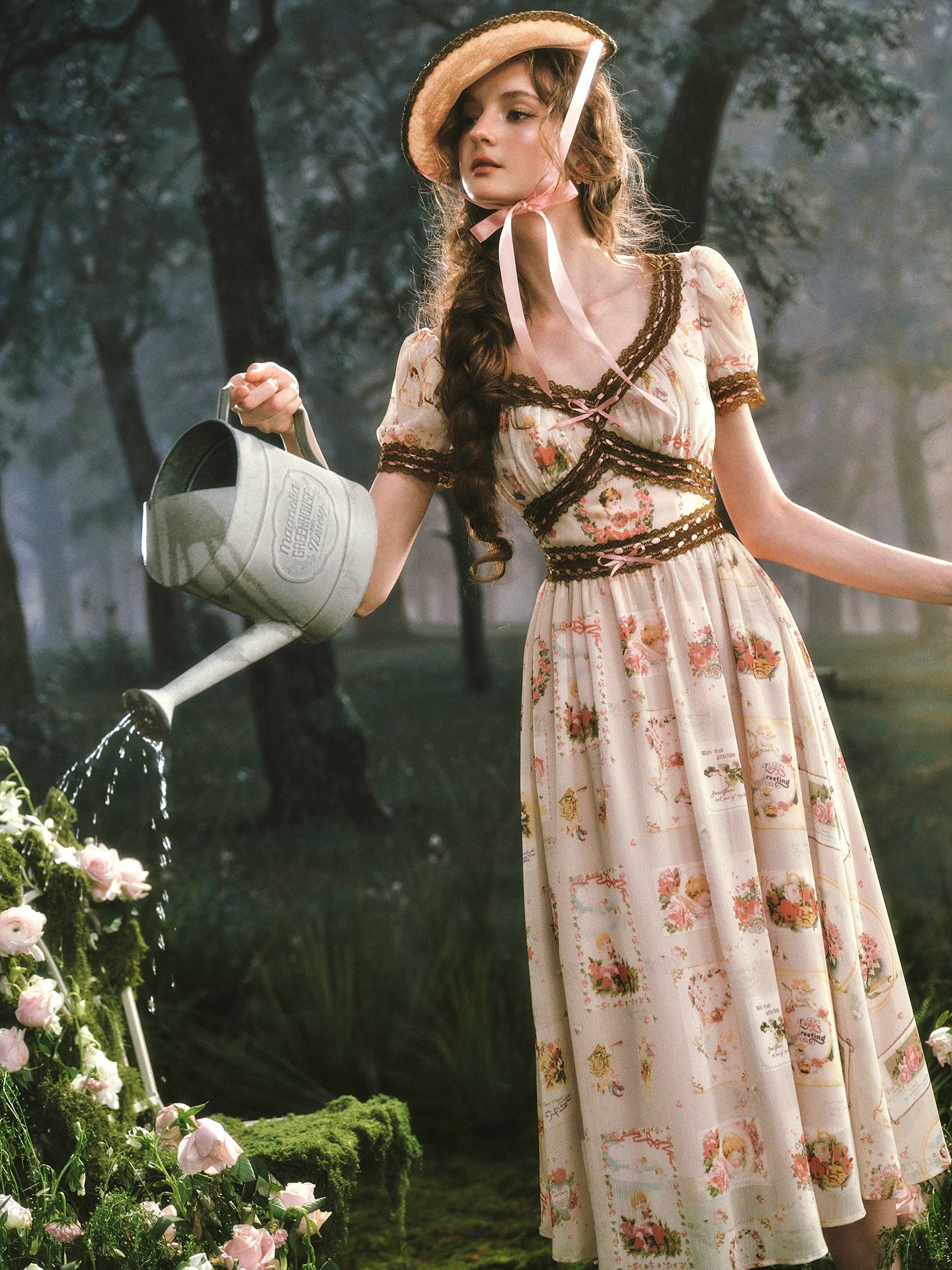 Pastoral Reverie Lace Floral Dress