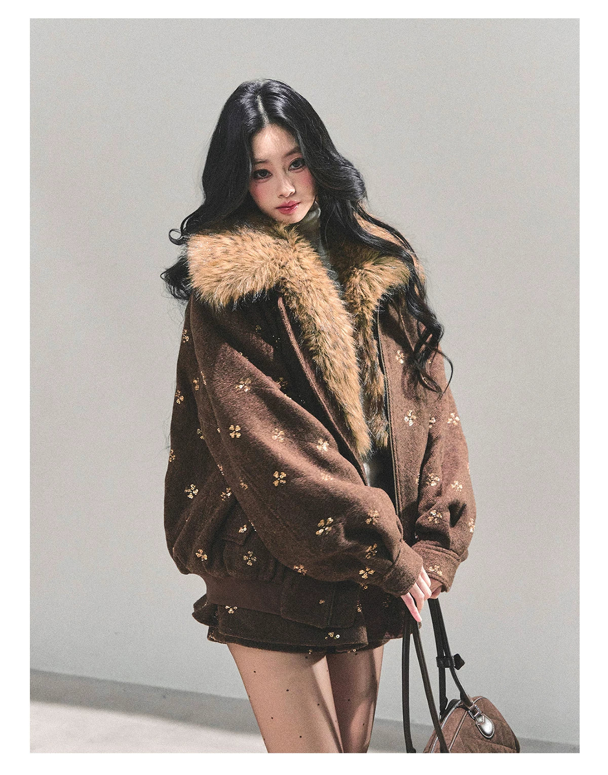 Snowfall Whisper Wool Jacket & Mini Skirt Set