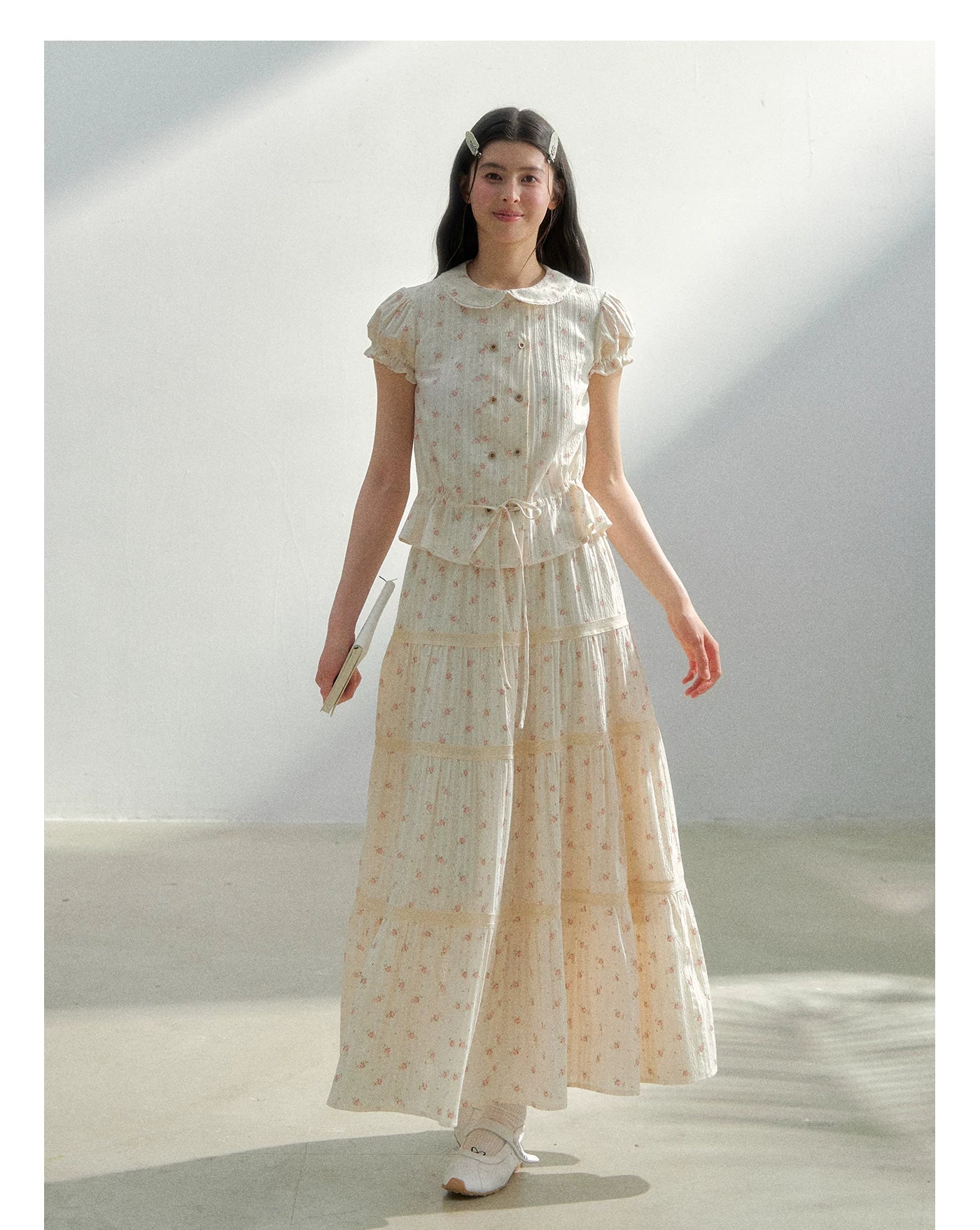 Vintage Plaid Floral Girl Two-Piece Set