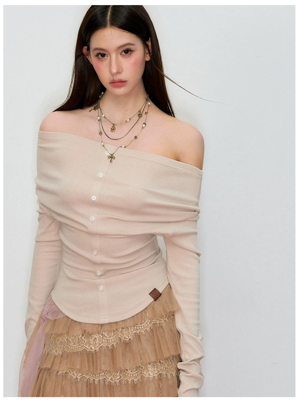 Crystal-Embellished Off-Shoulder Top & Flared Denim Jeans Set