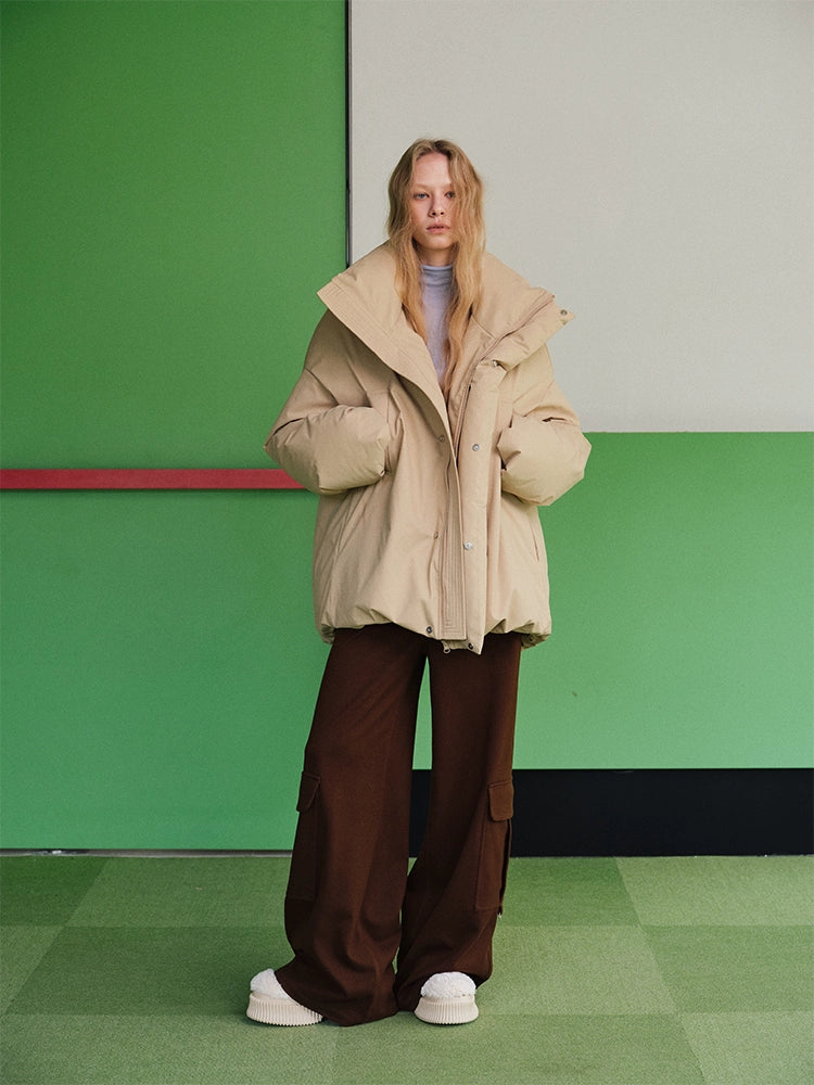 Brown Wool Wide-Leg Pants - CHINASQUAD