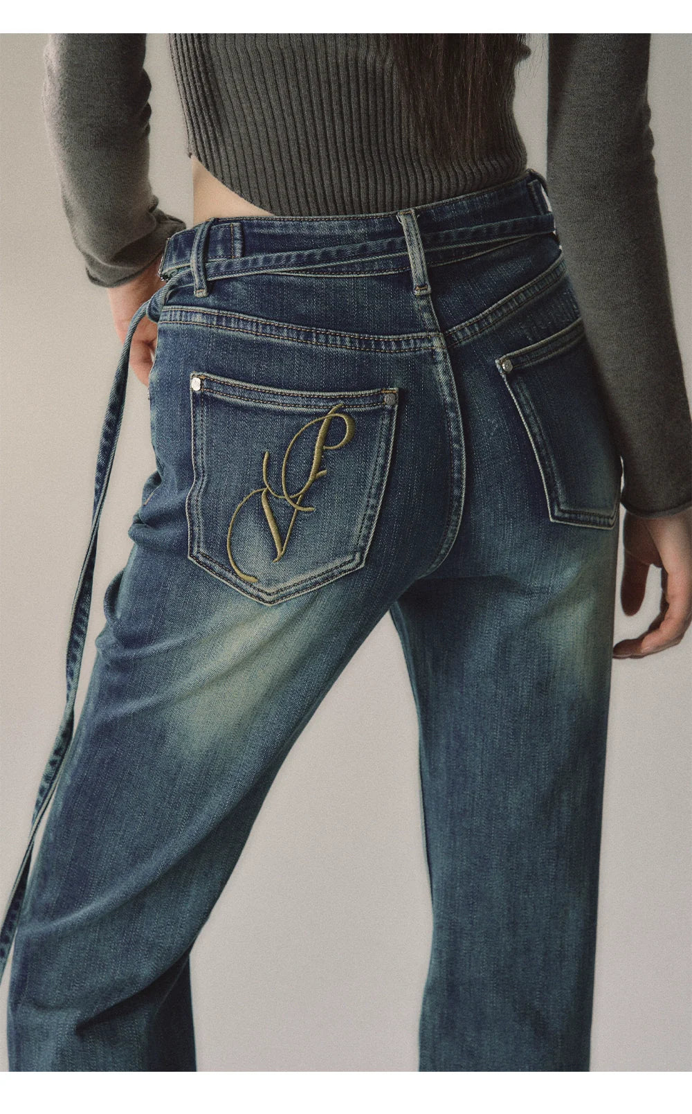 Vintage Distressed Flared Denim Jeans - CHINASQUAD