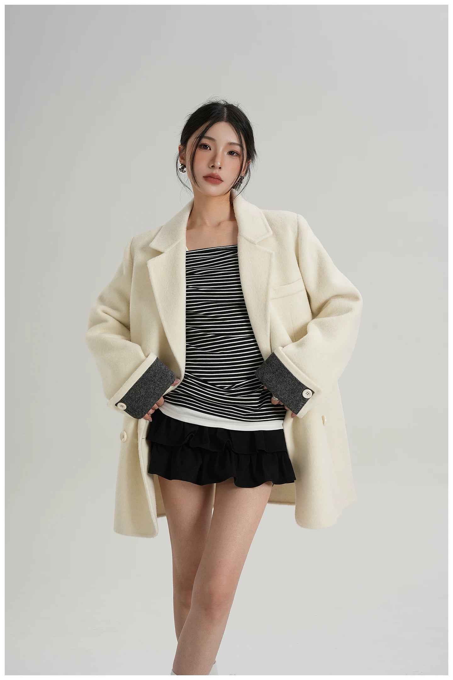 Mid-Length Double-Faced Wool Blazer