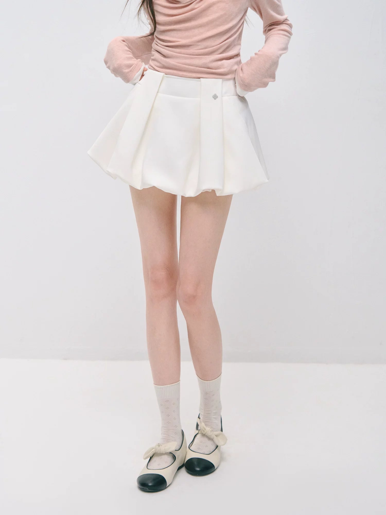 Preppy Pleated Bubble Mini Skirt