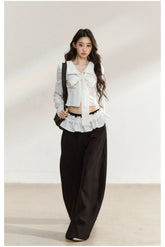 Black Relaxed Straight-Leg Trousers - CHINASQUAD