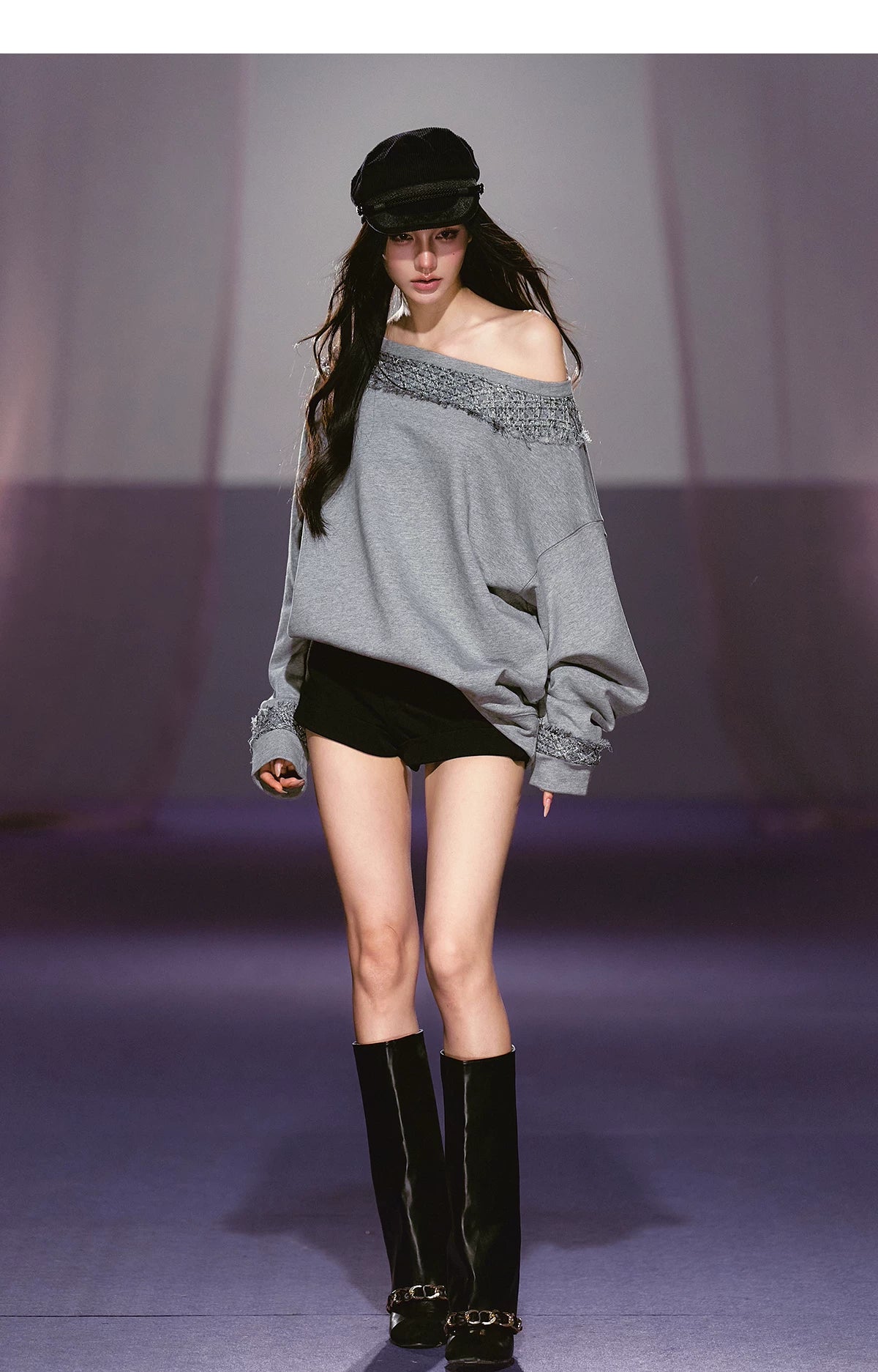 Tailored Rolled-Hem Mini Tweed Shorts