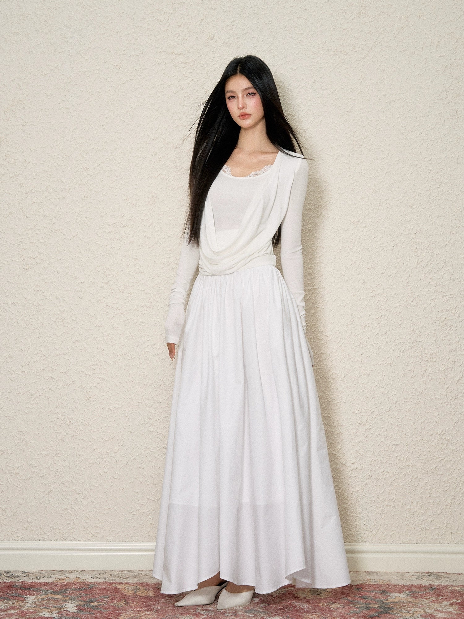 Asymmetrical Pleated Maxi Skirt - CHINASQUAD