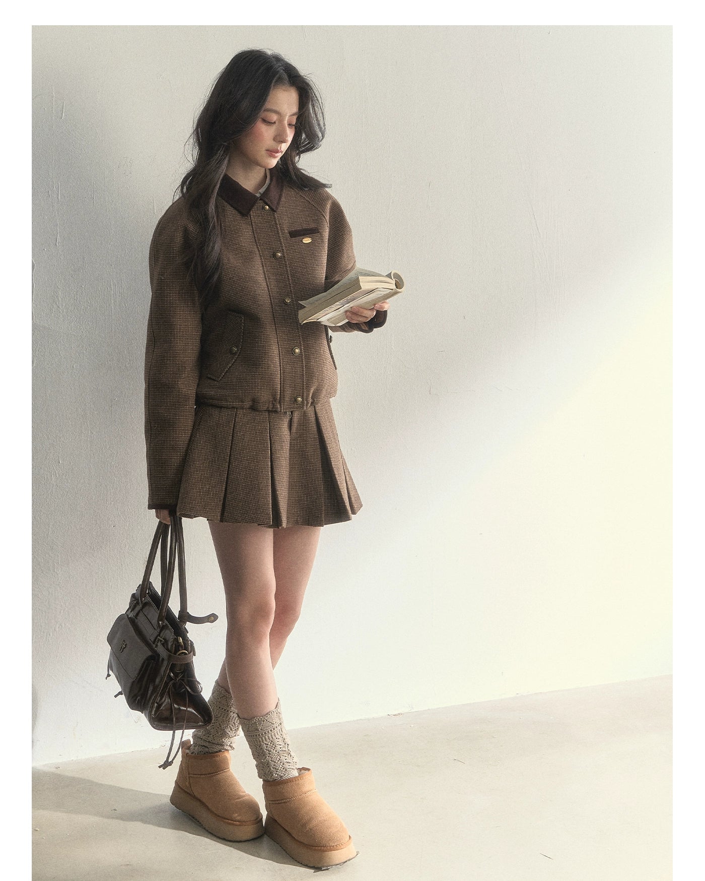 Reversible Houndstooth Jacket & Skirt Set