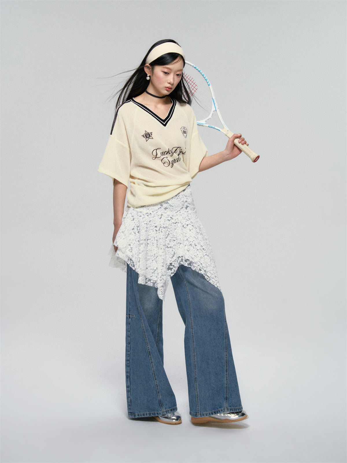 Asymmetric Sheer Lace Layered Skirt - CHINASQUAD