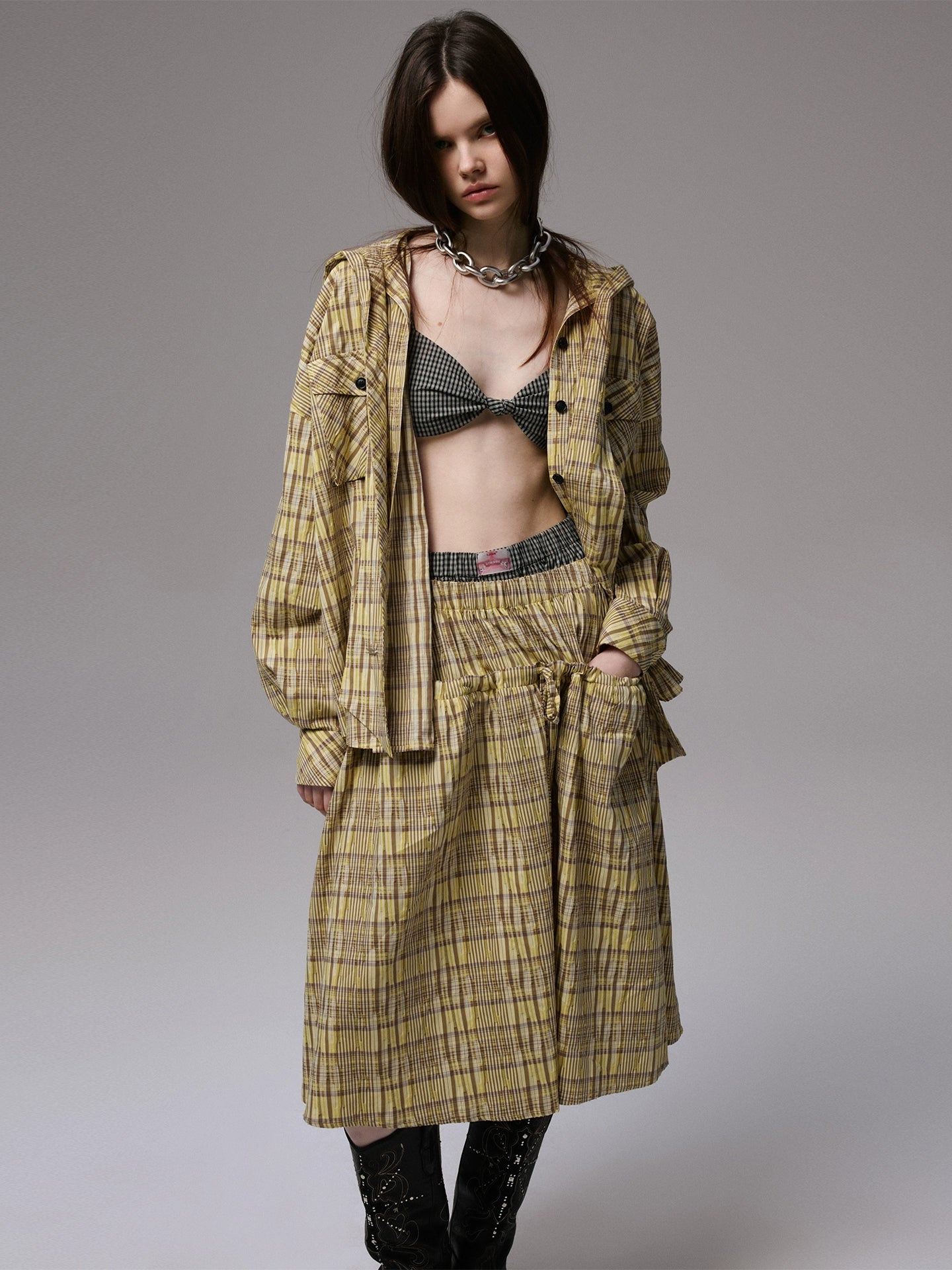 1JINN Studio Retro Check Knot Bra - CHINASQUAD