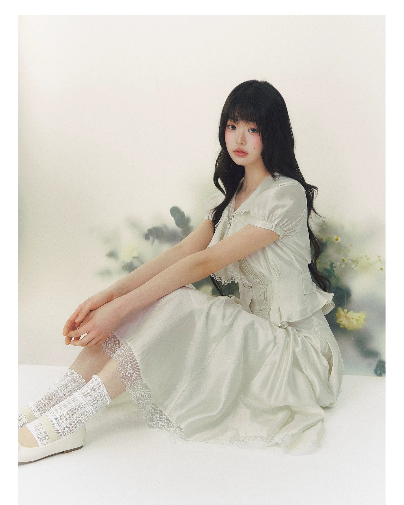White Tulip Shirt & Midi Skirt Set