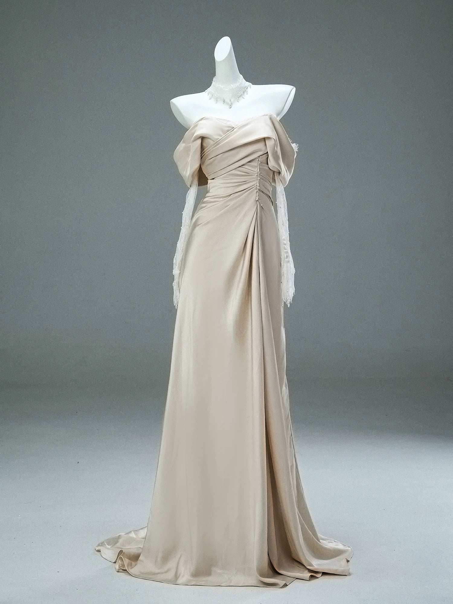 Angelic Élan Draped Couture Gown