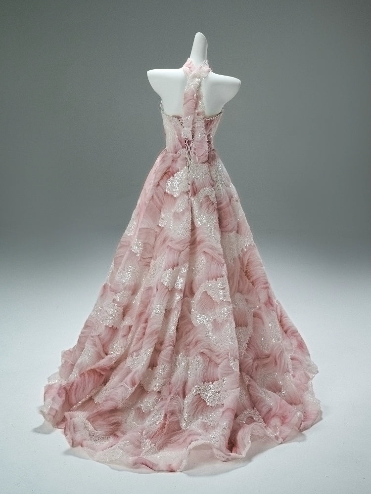 Exquisite Pink Handcrafted Couture Gown