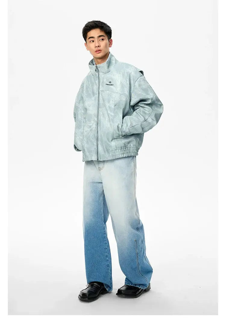 Washed Gradient Straight-Leg Jeans - CHINASQUAD