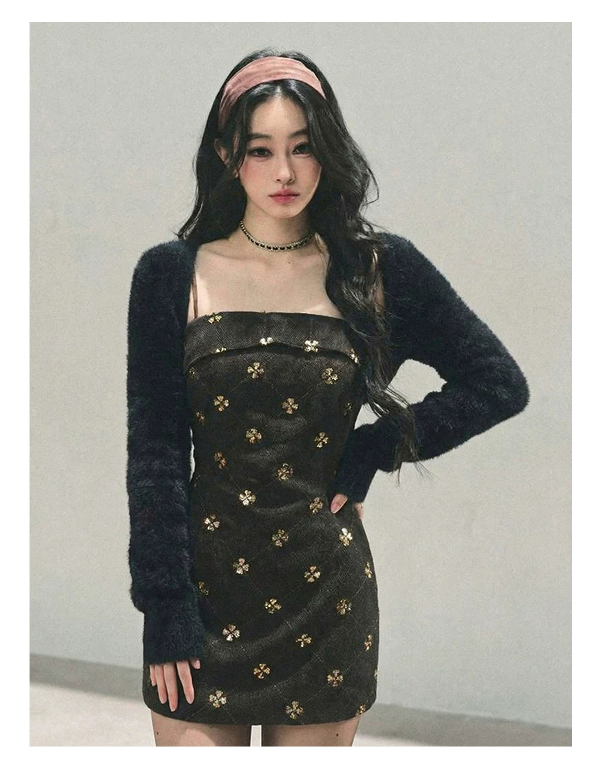 French Wool Strappy Bodycon Mini Dress